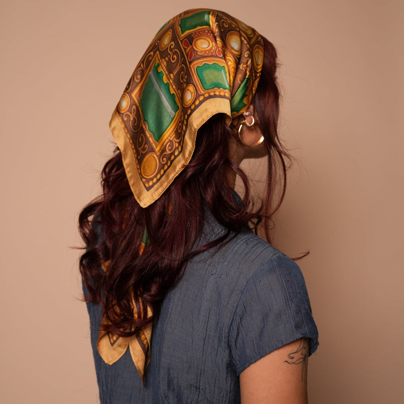Bejeweled Silky Scarf - Heading Prints