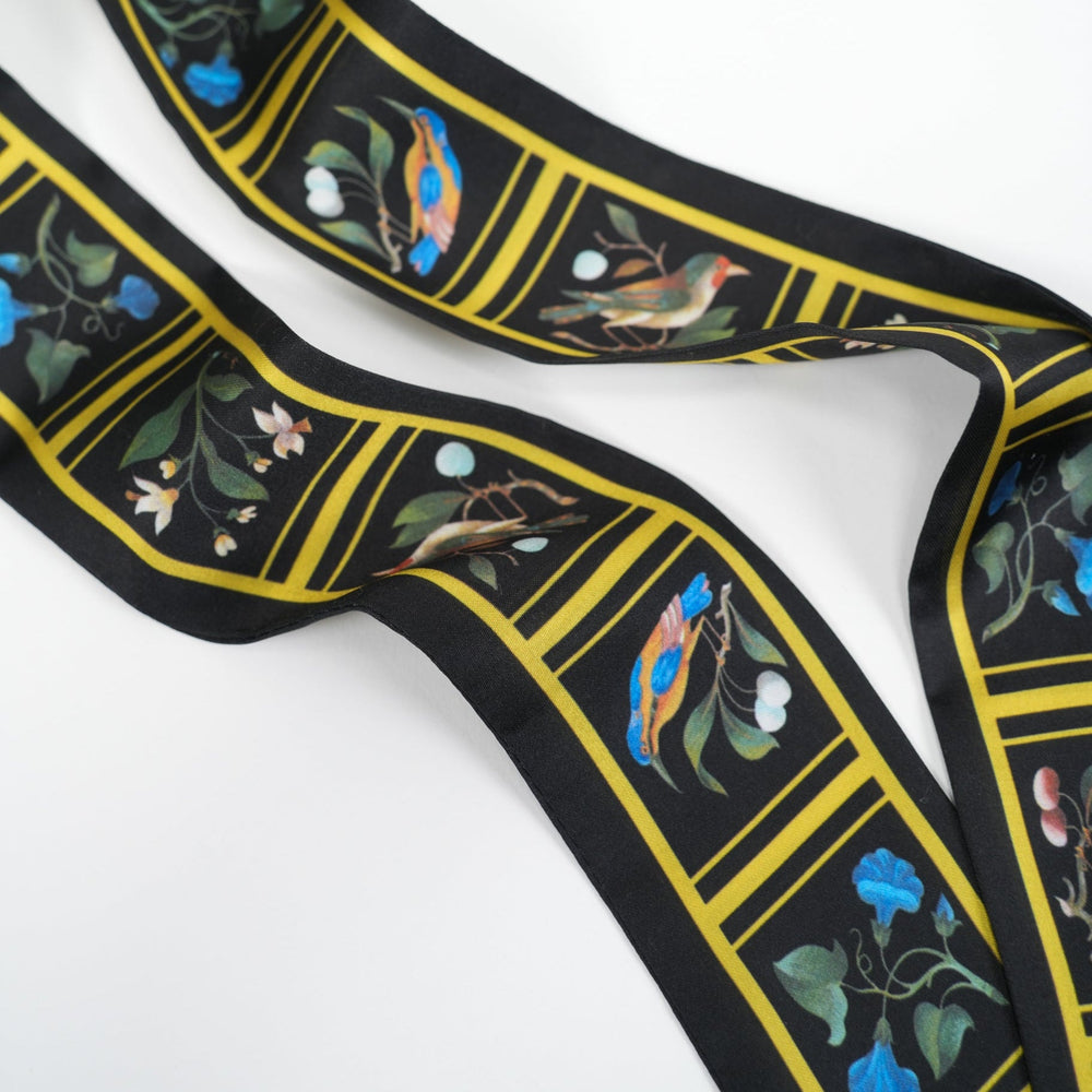 Birds and flowers Skinny Scarf - Heading Prints