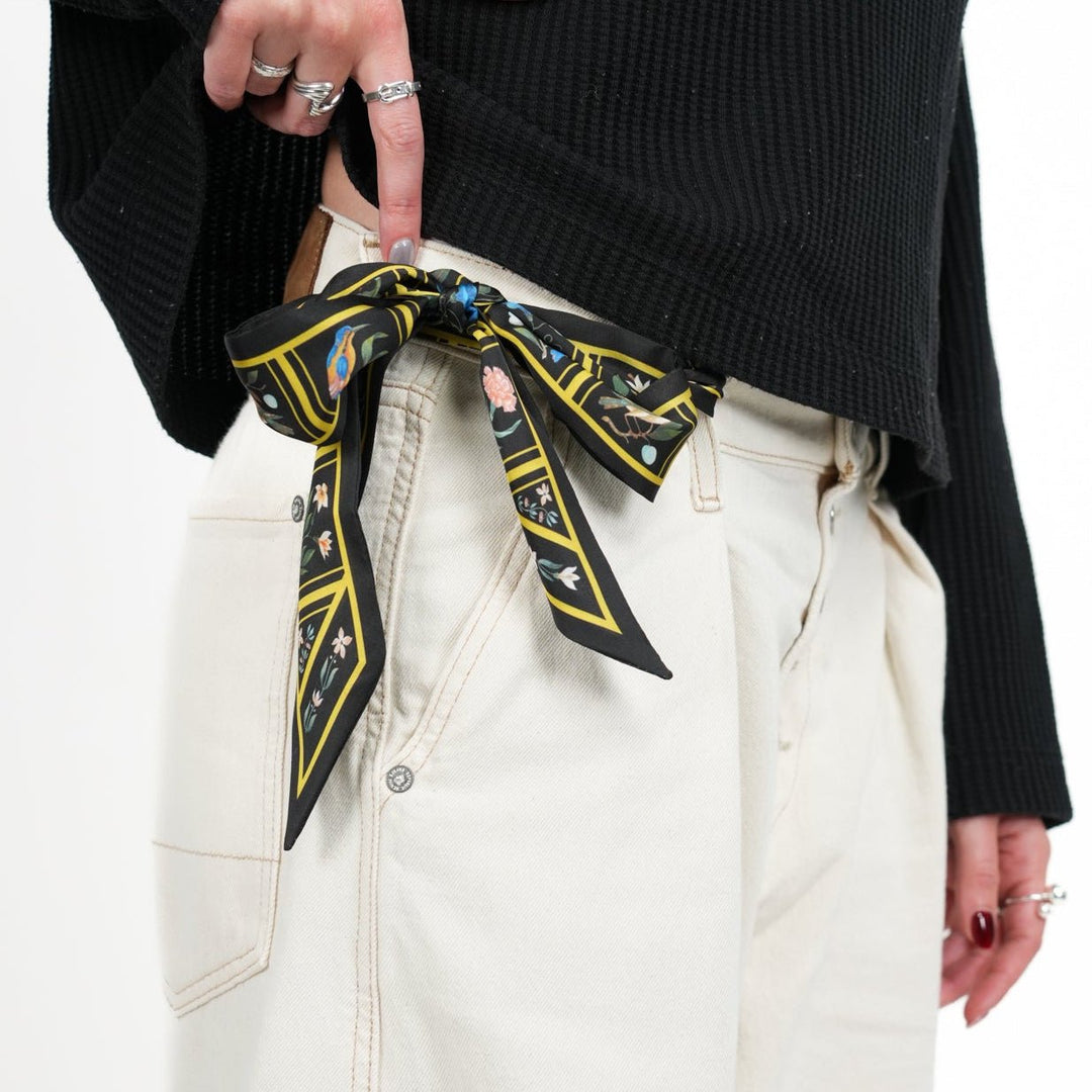 Birds and Flowers Skinny Scarf - Heading Prints