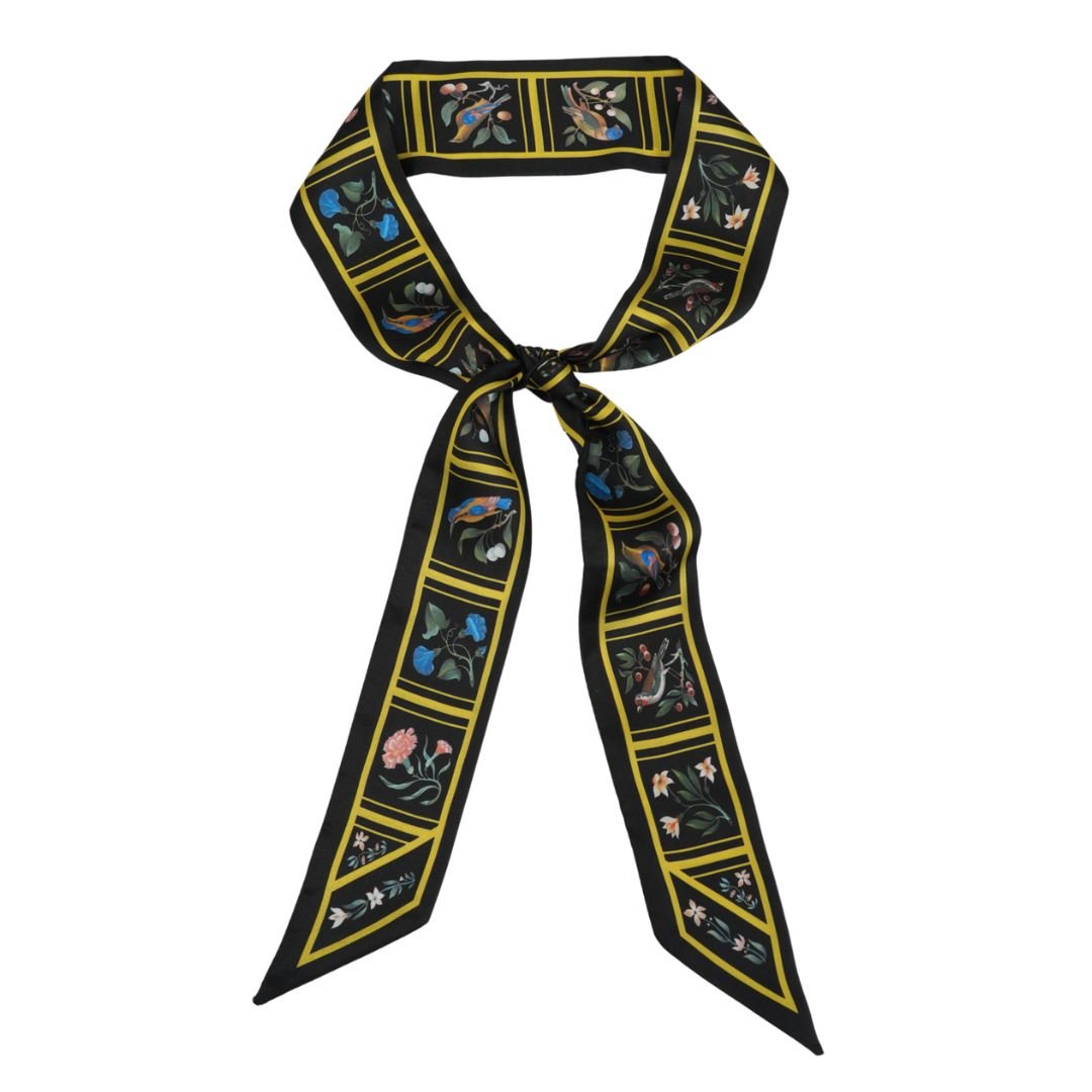 Birds and flowers Skinny Scarf - Heading Prints