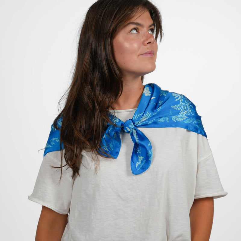 Cyan Silky Scarf - Heading Prints