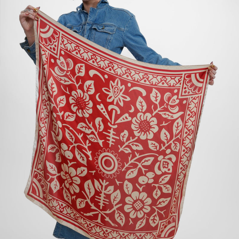 Emblem Silky Scarf - Heading Prints