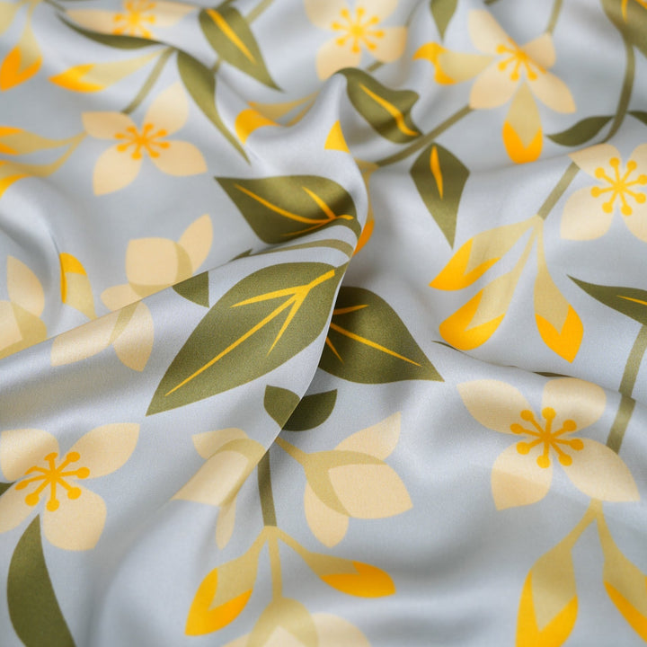 Embroidery Silky Scarf - Heading Prints