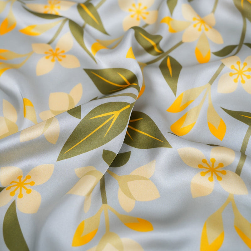 Embroidery Silky Scarf - Heading Prints