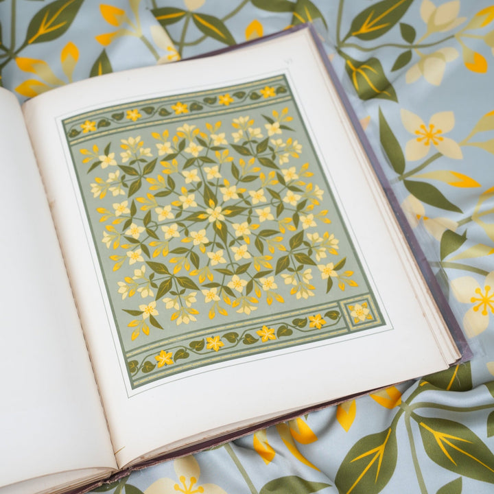 Embroidery Silky Scarf - Heading Prints