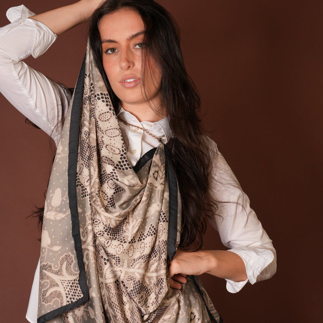 Lace Silky Scarf - Heading Prints