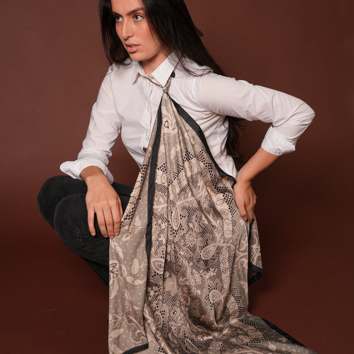 Lace Silky Scarf - Heading Prints