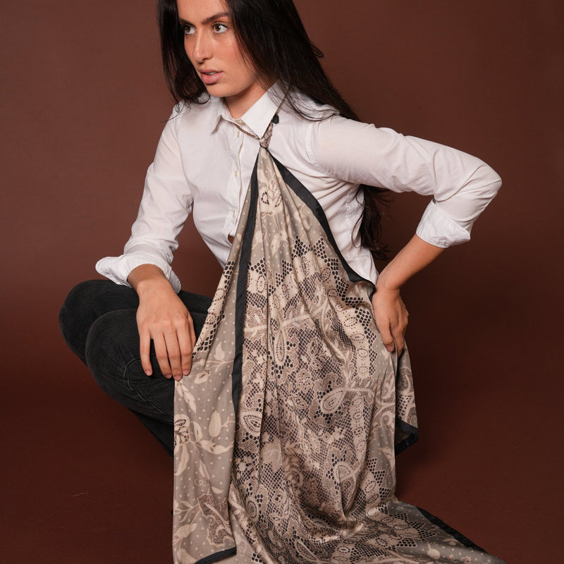 Lace Silky Scarf - Heading Prints