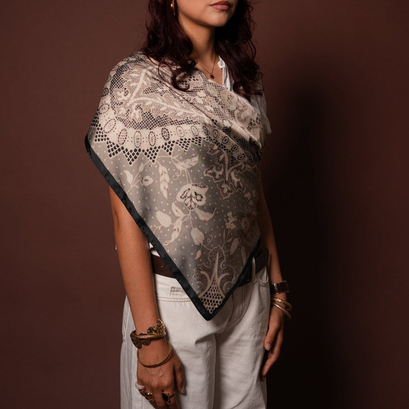 Lace Silky Scarf - Heading Prints