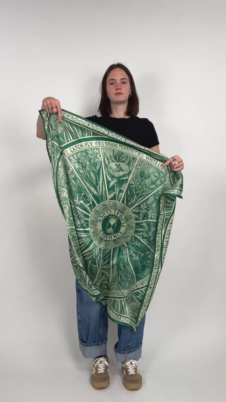 Floral Clock Silky Scarf
