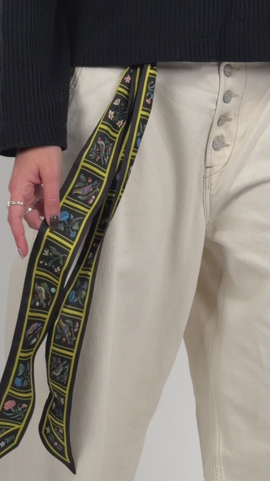 Birds and Flowers Skinny Scarf