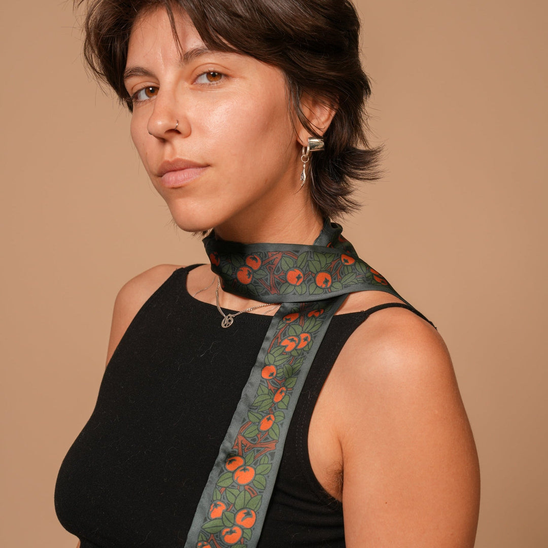 Tangerine Skinny Scarf - Heading Prints