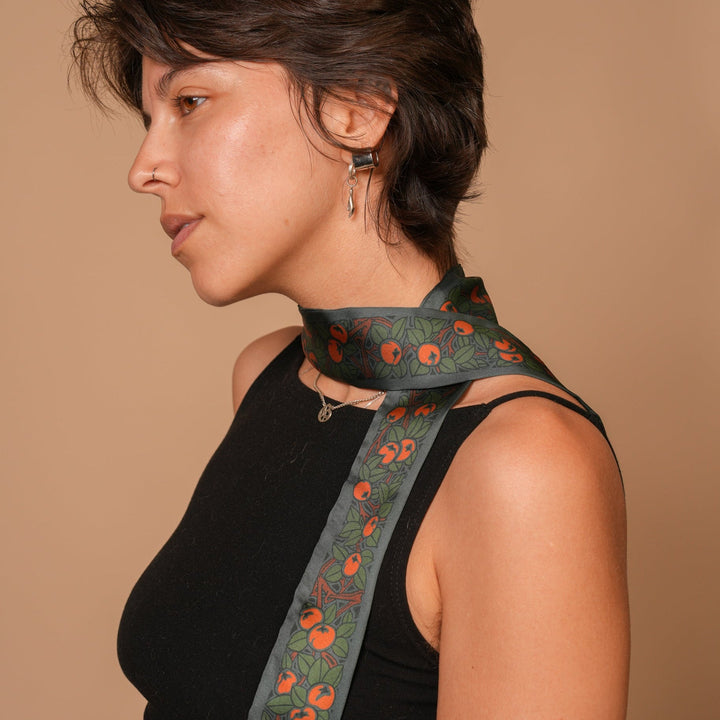 Tangerine Skinny Scarf - Heading Prints